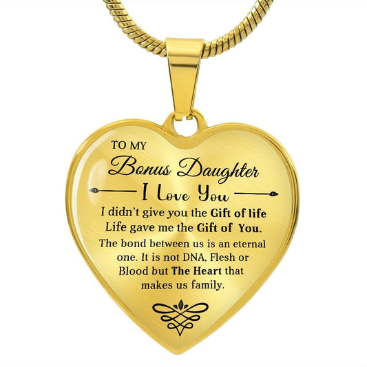 To My Bonus Daughter - Heart Pendant Necklace