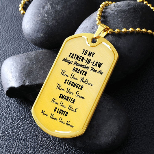 To My Father-in-law Dog Tag Necklace