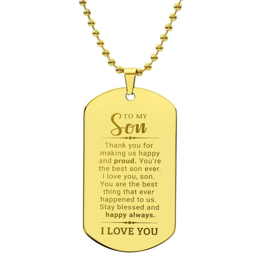 To My Son - Engraved Dog Tag Necklace